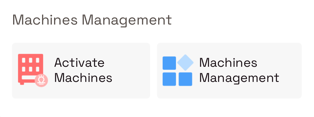 Machine Management — device connectivity status panel